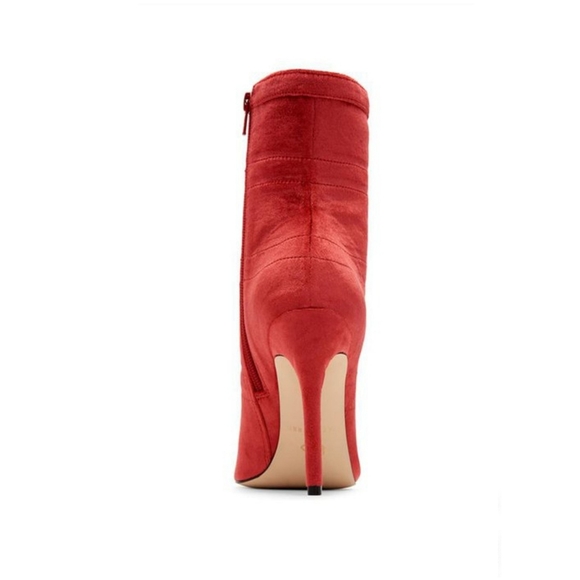 RARE Sexy Katy Perry Red Velvet Front Clasp Booties - Picture 5 of 8